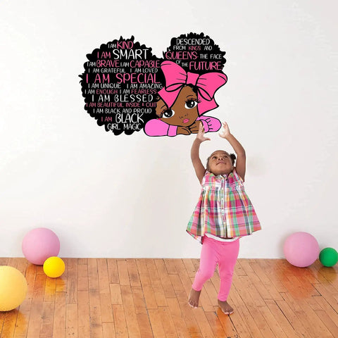 Black Girl Magic Wall Decal I Am Special Inspirational Quote for Kids Room Pink Motivational Sticker Afro Kids Bedroom Decor