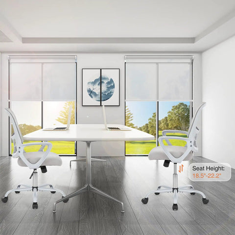 Ergonomic Mid Back Mesh Office Chair With Wheels And Lumbar Support For Home And Office, Grey in modern workspace
