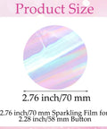 Product size display for 200 Piece Set For 2.25 Inch 58mm Button Makers Protective Film With Eight Glitter Styles