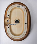 Oval Ceramic Vessel Sink for Bathroom, Retro Modern Above Counter Vanity Sink for Home or Hotel, Stylish Wash Bowl (Multi-colored-Small) top view with dimensions shown.