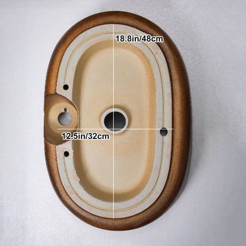 Oval Ceramic Vessel Sink for Bathroom, Retro Modern Above Counter Vanity Sink for Home or Hotel, Stylish Wash Bowl (Multi-colored-Small) top view with dimensions shown.