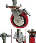 Tough As Nails Heavy Duty 6 Inch Adjustable Leveling Screw Jack Caster Wheels close-up showing solid rubber wheel and double lock brake.