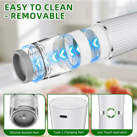 Handheld Food Vacuum Sealer That Keeps Food Fresh Up To Ten Times Longer With Powerful Suction And One Touch Seal