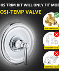 Chrome Pressure Balancing Tub And Shower Trim Kit with lever handle, compatible with Posi-Temp valve, red blue indicators