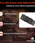Replacement Power Seat Switch Driver Side Fits 09 14 F150 And 08 17 F250 F350 Crew Cab Trucks With OEM Fit And Premium Quality Easy Install Direct Replacement Durable Construction High Reliability Quiet Operation Seamless Function, black ABS seat switch