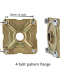 32 Inch Go Kart Rear Live Axle Kit With 420 Sprocket Chain 24T 28T Splines, showing 4 bolt pattern flange and dimensions