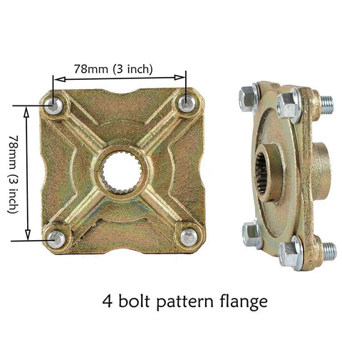 All In One 32 Inch Live Axle Go Kart Kit 4 bolt pattern flange detail