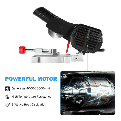 Compact Benchtop Miter Saw For Hobbyists And DIY Projects, Portable 9 By 5.5 By 5.3 Inch Chop Saw With 45 Degree Cutting