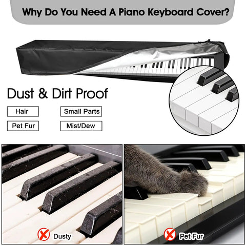 88 Key Piano Keyboard Dust Cover Waterproof Dustproof Electric Piano Cover With Adjustable Drawstring protects keys from dust and pet fur