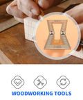 Dead On Dovetail Marking Gauge And Layout Tool Featuring Laser Cut Precision With Dual Angle Blades For No Sweat Woodworking Joints Solid Copper Steel Build For Hardwood And Softwood Projects Silver, shown in use.