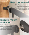 Extra Wide Baby Gate For Stairs And Pets, 30.5-Inch Tall, Adjustable, Heavy-Duty Steel, Y pressure mount on banister