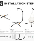 Installation steps for Heavy Duty Hammock Chair Stand Steel C-Stand For Outdoor And Indoor Use, Supports Egg Chairs Up To 400 Lbs