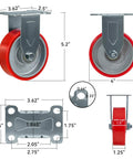 Ultra Heavy Duty 4 Inch Caster Wheels Set Of 4 Tough As Nails Polyurethane On Cast Iron displaying dimensions and details.