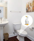 Adorable Ceramic Duck Toilet Bolt Covers Two Pack Decorative Screw Caps With Slick White Finish And Universal Fit in bathroom.
