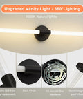 Lit 360 Degree Dimmable LED Bathroom Vanity Light Bar Over Mirror Matte Black 30 Inch showing 4000K Illumination features