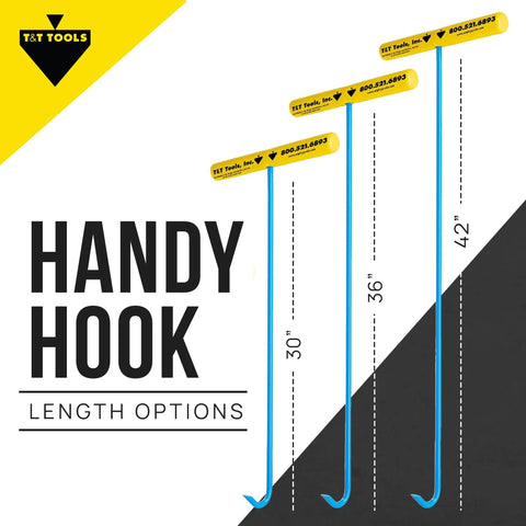 Heavy Duty 30 Inch Hook Lift Tool With Three Eighths Inch Round Pump Hook End Opens Grates Lifts Lids Moves Heavy Machinery Manhole Access Tool Two Pack, 30-inch blue steel hook