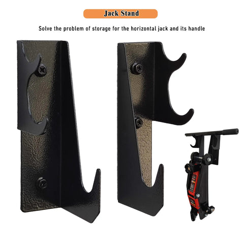 Heavy Duty Steel Floor Jack Holder And Jack Stand Wall Mount Hook Rack In Black Electroplate, holding jack handle