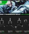 Tough Built Engine Motor And Transmission Mount Set For Toyota Camry 2007 Through 2011 showing mounted parts in a vehicle.