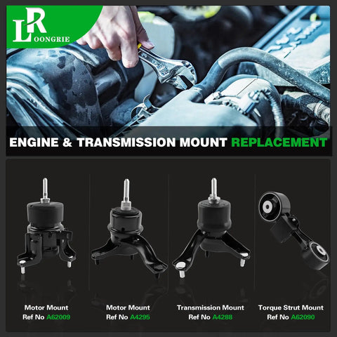 Tough Built Engine Motor And Transmission Mount Set For Toyota Camry 2007 Through 2011 showing mounted parts in a vehicle.