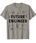 Future Engineer Shirt For Men And Women Funny Engineering Student Gift Ideal For Electrical Mechanical Software And Robotics Nerds In Training Graduation Tee, grey tee with engineering graphics and text