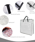 25 Gallon Clear Storage Bags With Zipper And Handles, showing waterproof material and reinforced stitching