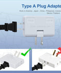 Three Way Flat Wall Outlet Extender With Swivel Two Prong Indoor Plug Tap Space Saving Outlet Splitter With Easy Install