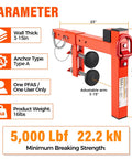 Detailed view of Heavy Duty Parapet Anchor Fall Protection Non Penetrating Rooftop Safety Wall Clamp with specifications.