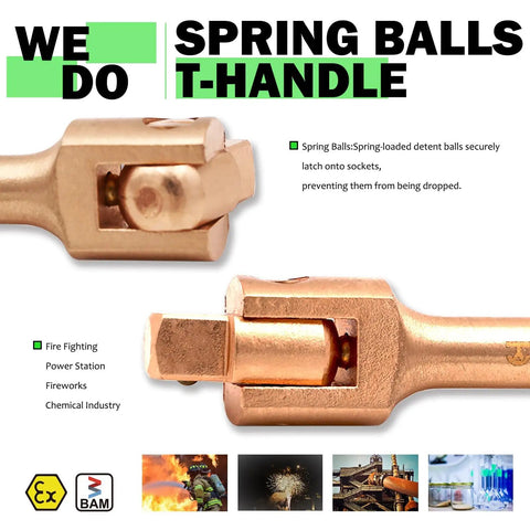 Non Sparking Tools Set 13 Piece Ready With Half Inch Socket Set Including spring-loaded detent balls for sockets