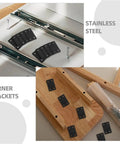Tough As Nails Stainless Steel Mending Plates And Square Connecting Brackets for reinforcing wood and furniture, showing black corner brackets.