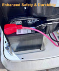Knockout Battery Terminal Connector Kit With 2 Gauge Copper Lugs And Heat Shrink Sleeves Plus Anti Corrosion Washers For Cars Boats And Trucks Built Rugged For Straight Swap Guaranteed Juice connected to a black lead acid battery.