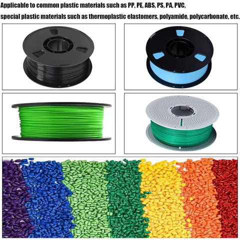 Killer Desktop 3D Filament Extruder Machine With 120 Watt Power And Adjustable Speed Settings shows various plastic filament spools.