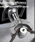 Portable Hydraulic Rebar Bender With 1150W Pure Copper Motor That Bends Up To 25 Millimeter Steel Bars At 0 To 90 Degrees shown bending rebar efficiently.