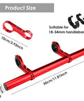 Extra Long 11.8 Inch Bicycle Handlebar Extender Aluminum Alloy Bracket For Mounting Phone GPS Speedometer On Bikes Crimson Finish