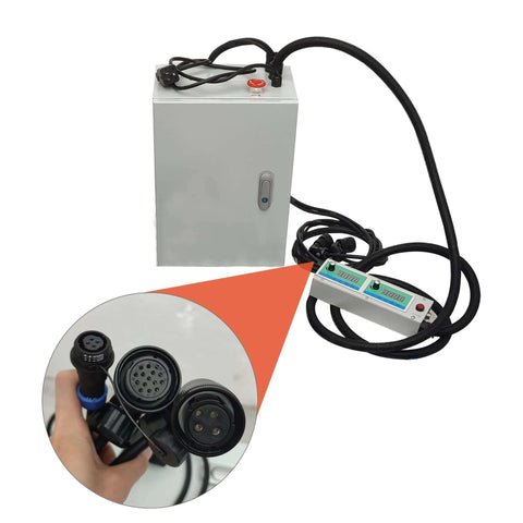 Front view of INTSUPERMAI portable line boring and welding machine with 110V control panel and European connector