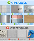 Surface compatibility guide for Heavy Duty Self Adhesive Razor Holder And Shower Hook Set In Stainless Steel Stick On Wall Hangers