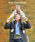 DJI Remote Controller Lanyard Dual Leather Neck Strap worn by man with child on shoulders outdoors