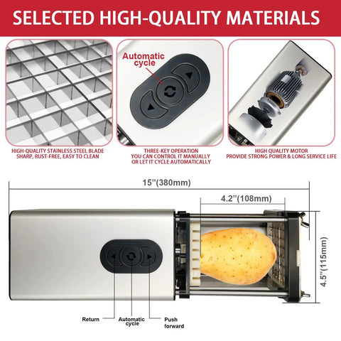 Ditch The Manual Grind With This Rock Solid Electric French Fry Cutter Packing Precision Stainless Steel Blades And Dual 1/2 Plus 3/8 Inch Cuts For Quick Home Or Restaurant Meal Prep Any Day