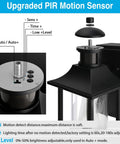 Outdoor Wall Lantern With Built In GFCI Outlets Waterproof Porch Light With Motion Modes showing upgraded PIR motion sensor