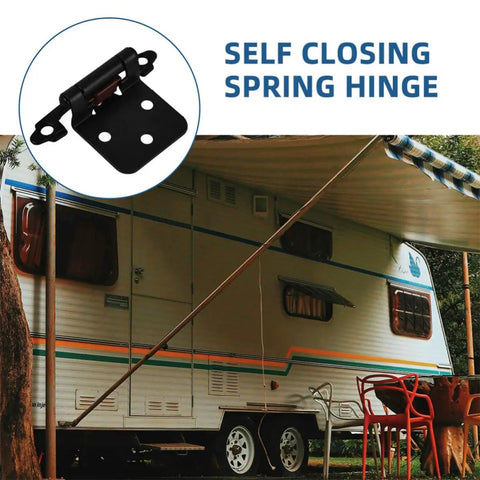 Heavy Duty Steel Spring Door Hinges For RV Cabinets And More, Semi Concealed Half Overlay Design, extra stability shown on RV