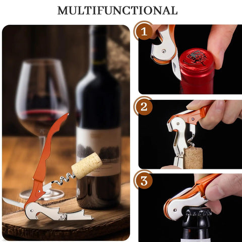 Two Pack Waiter Corkscrew Wine Opener Set With Foil Cutter And Bottle Opener Double Hinged Pro Grade Wine Key For Servers And Bartenders Durable Stainless Steel And Zinc Handle Easy Cork Removal