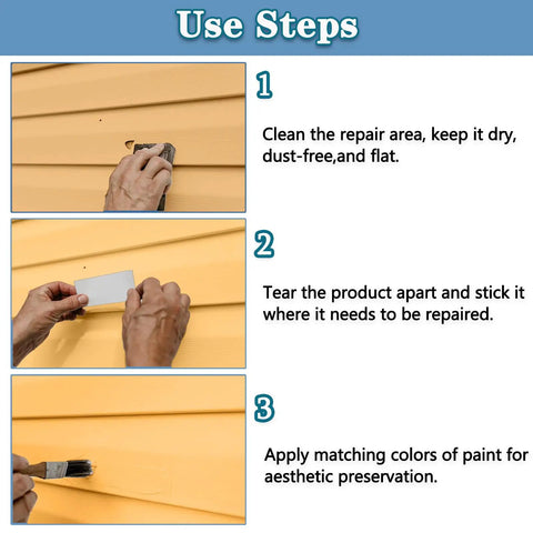 Steps to apply Self Adhesive Vinyl Siding Patch Kit For Quick Fixes Cover Cracks Holes And Blemishes On Exterior Siding PVC Fence