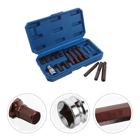 Heavy Duty 15 Piece Mechanic Socket Set H4 To H12 With 1/2 Inch Adapter For Auto Repair, Sturdy Alloy Tool Kit In Storage Case For Cars And Home Projects, blue case with sockets