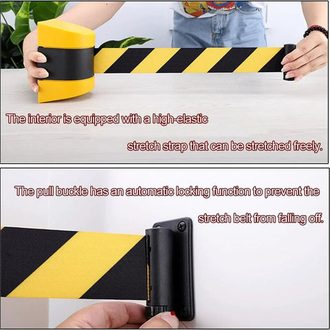 Foolproof Wall Mounted Retractable Safety Barrier Belt Keeps Crowds In Check And Locks Off Restricted Zones Smooth Retracting Cord Up To Sixteen Feet Handpicked Solution For Retail Stores And Event Planners