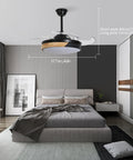 Ceiling Fan with Light 42 Inch Modern Round Chandelier Wireless Control, viewed in stylish bedroom setting.