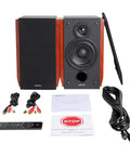 R1700BTs Wireless Bluetooth Bookshelf Speakers With AptX HD And Sub Output 2.0 Studio Monitors Deliver Crisp 66W RMS Sound
