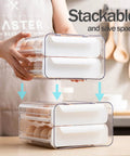 Big Capacity Fridge Egg Organizer With 2 Stackable Clear Trays Holds Up To 32 Eggs Easy Grab Handles Durable Plastic Storage Bin