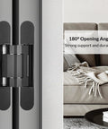 3 Pack Invisible Hydraulic Heavy Duty Hidden Door Hinges For 180 Degree Swing With Automatic Close Cushioning Mortise Mount