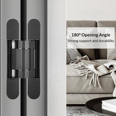 3 Pack Invisible Hydraulic Heavy Duty Hidden Door Hinges For 180 Degree Swing With Automatic Close Cushioning Mortise Mount