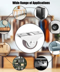 Image showing wide range of applications for 8 Pcs Tiny 1 Inch Caster Wheels Low Profile One Way Rubber Casters with various furniture and appliances.