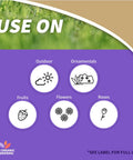 Guide showing Fruit Tree Spray Concentrate For Organic Gardening Insect And Disease Control use on outdoor plants, ornamentals, fruits, flowers, roses